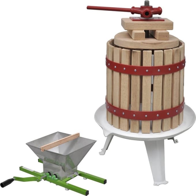 vidaXL - 2-delige - Fruit- - en - wijnpers - met - stamperset