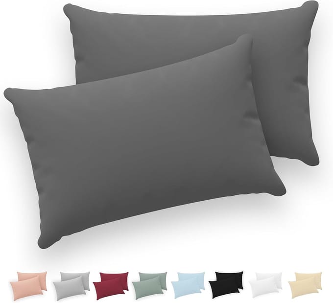 Famanu - Kussenslopen 40x70 set van 2 - 100% Katoen Jersey - Antraciet