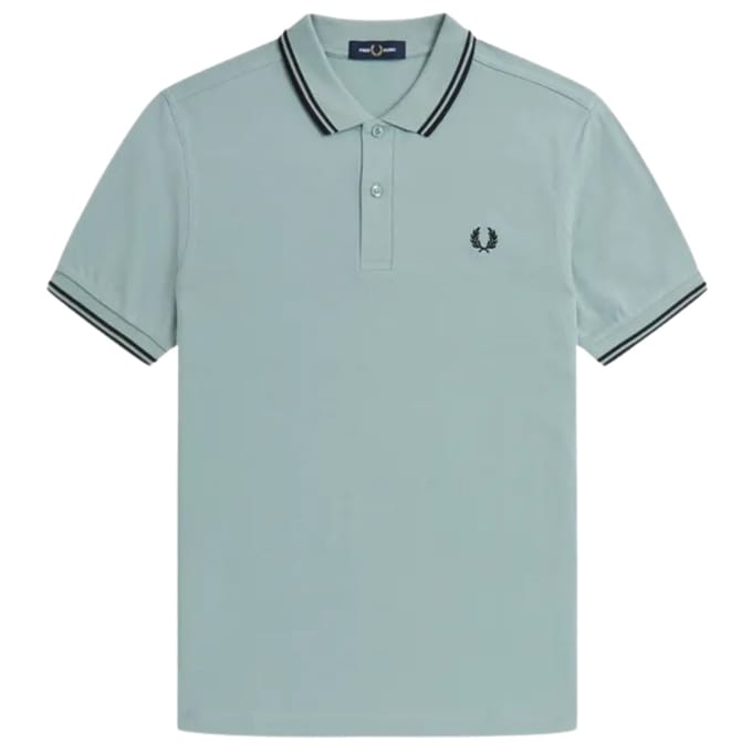 Fred Perry zwart lichtblauw poloshirt met dubbele getipte kraag