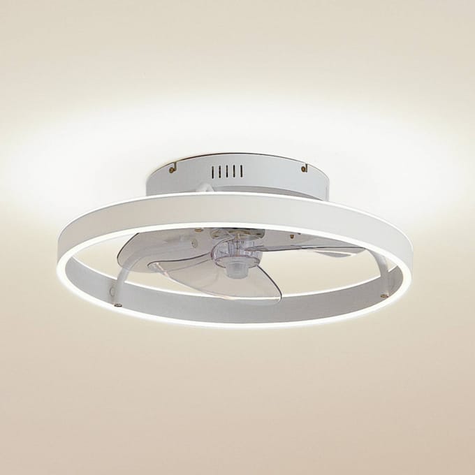 Lindby LED plafondventilator Momitu, wit, aluminium, Ø 50 cm