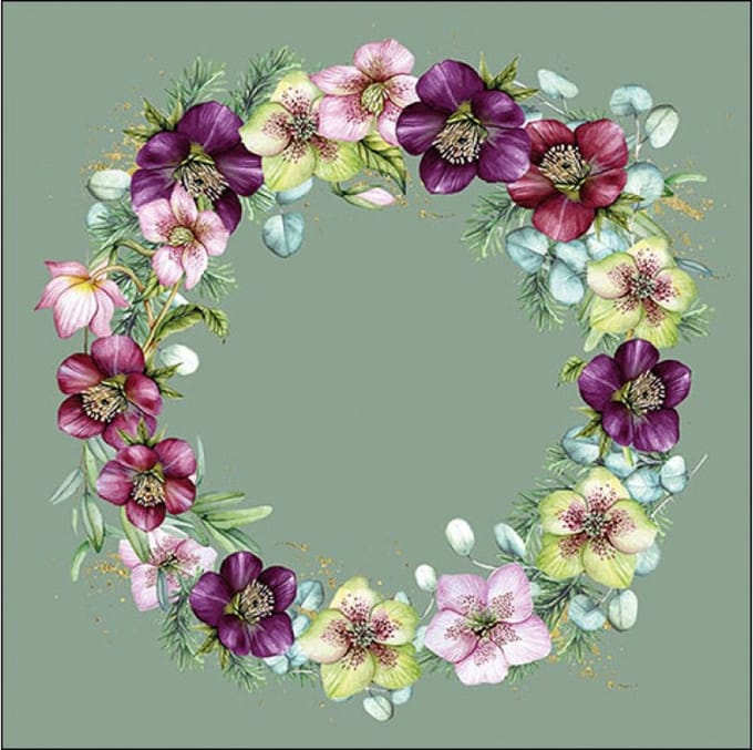 Ambiente - Lunch servetten - Christmas Rose Green