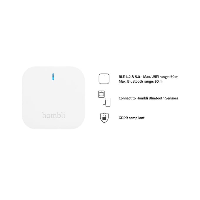 Hombli Bluetooth Bridge - Hub sensoren, WiFi 2,4 GHz, Bluetooth 4.2, Bridge voor Hombli-sensoren - Wit