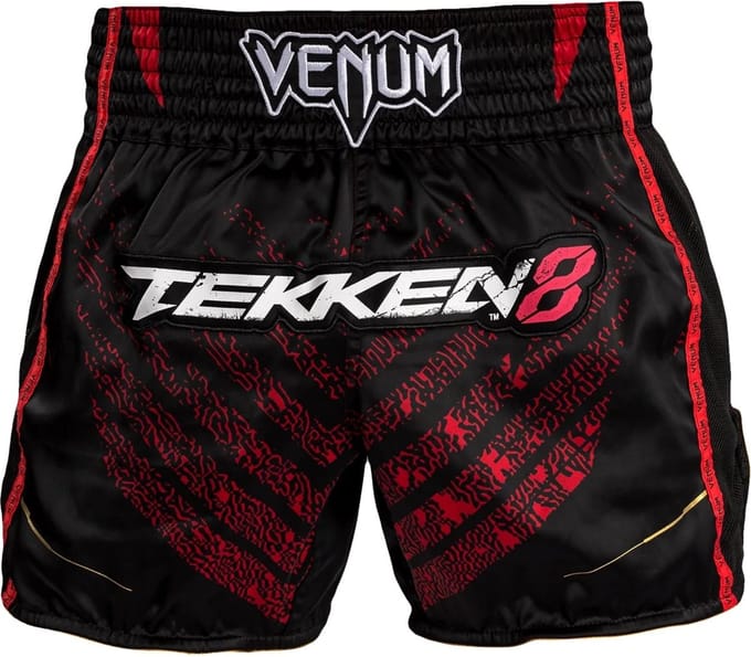 Venum x Tekken 8 Marshall Law Muay Thai Shorts Zwart Rood Goud