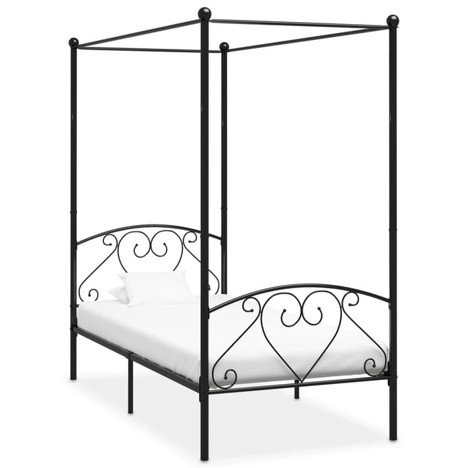 vidaXL - Hemelbedframe - metaal - zwart - 90x200 - cm