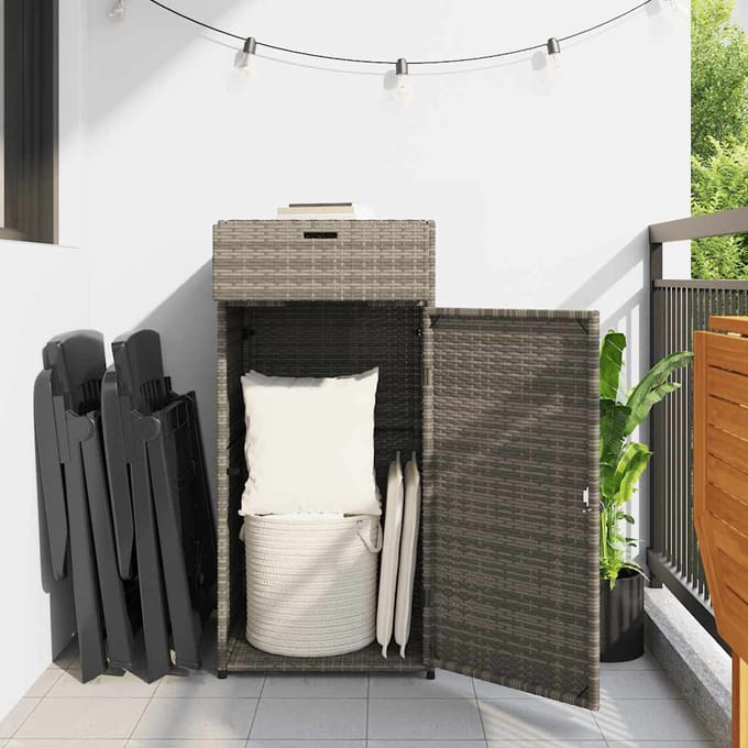 vidaXL - Tuinkast - 55x55x111 - cm - poly - rattan - grijs