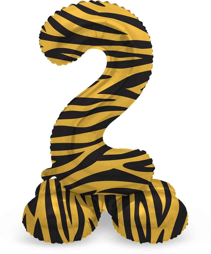 Folat - Staande folieballon Cijfer 2 Tiger Chic - 72 cm