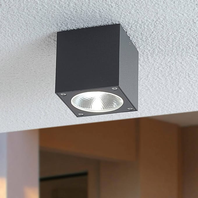 Lucande Dobbelsteenvormige LED-buitenplafondlamp Lukas