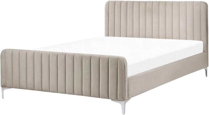 LUNAN - Tweepersoonsbed - Taupe - 140 x 200 cm - Fluweel