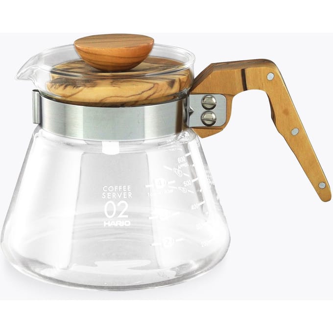 Hario V60 Coffee Server 600 Glas met Olijfhout - 600ml
