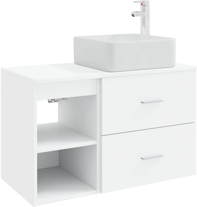vidaXL - Badkamermeubel - Set - 2 - st - Wit - Bewerkt - hout