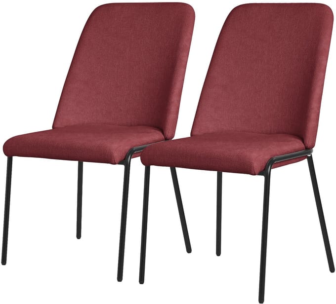 ML-Design rood eetkamerstoelen set van 2 gestoffeerde keukenstoelen comfortabel ergonomisch zachte polyester zitting hoge rugleuning metalen poot modern scandinavisch luxe design woonkamer eethoek keuken stoelen elegant minimalistisch