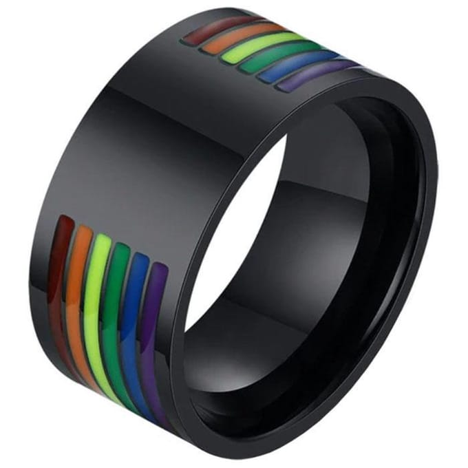 Regenboog heren ring Edelstaal Zwart-18mm