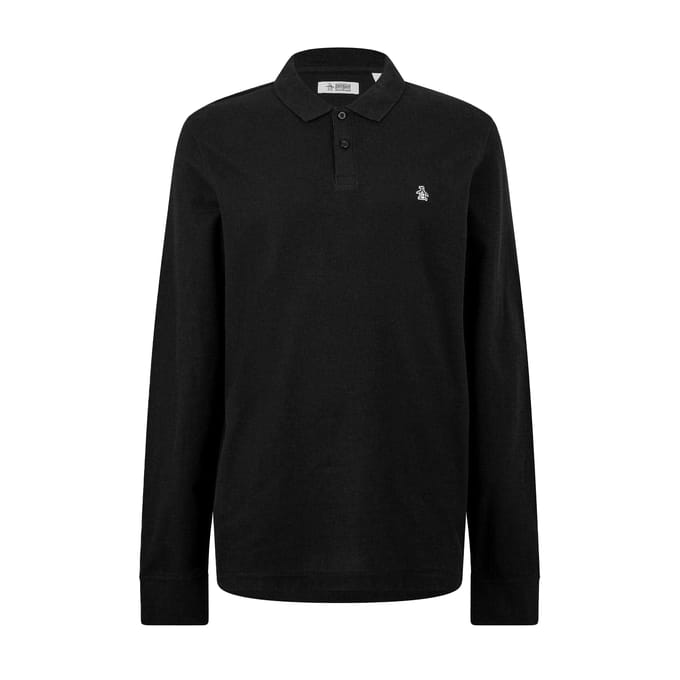 Original Penguin Herenpolo met lange mouwen (Zwart)