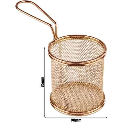 GGM Gastro (6 Stück) Servier Frittierkorb - SNACKHOLDER - Edelstahl - Ø 90mm - Kupfer