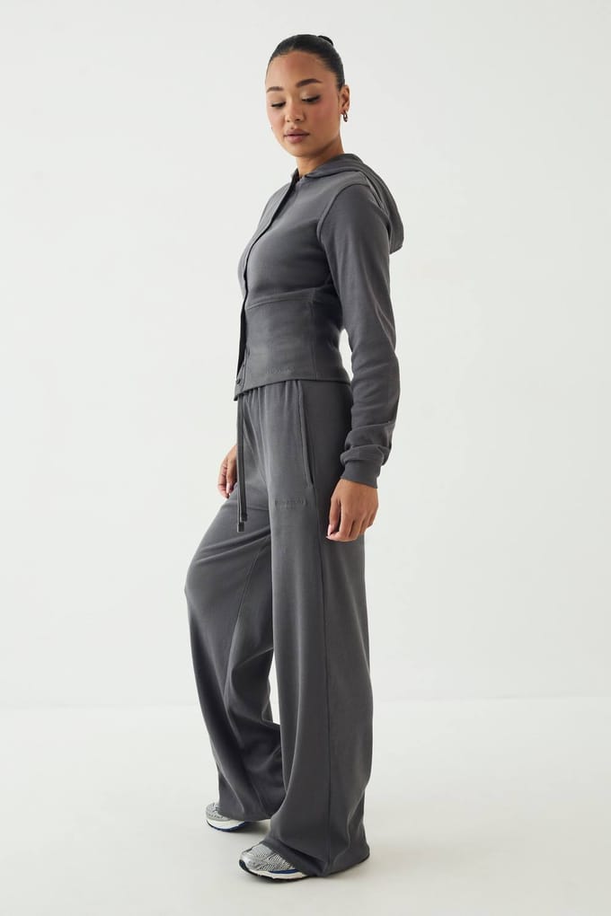 Dames Dsgn Studio Heavy Rib Rechte Pijp Joggingbroek | Houtskool | Maat: Small