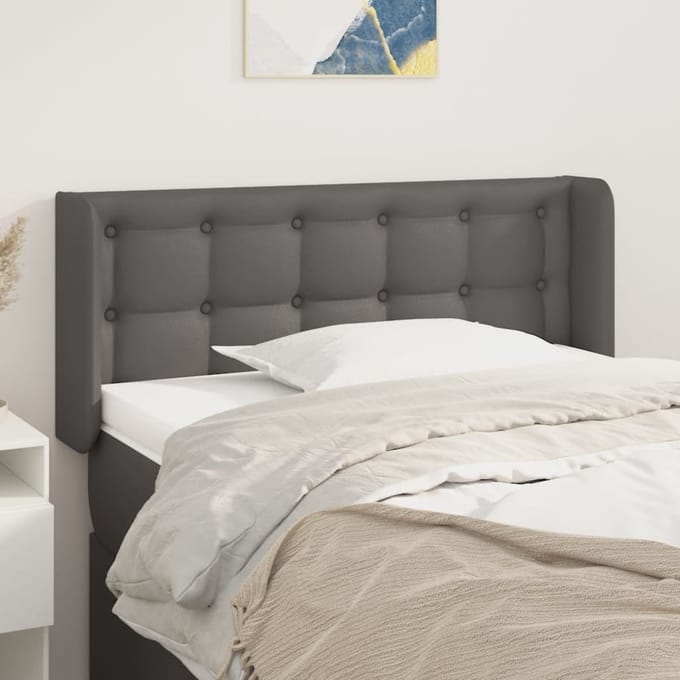 vidaXL - Hoofdbord - met - randen - 103x16x78/88 - cm - kunstleer - grijs