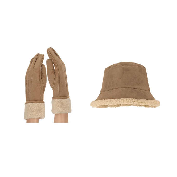Morethansocks - Handschoenen en Bucket hat - Suède - Bucket hat dames - Handschoenen dames