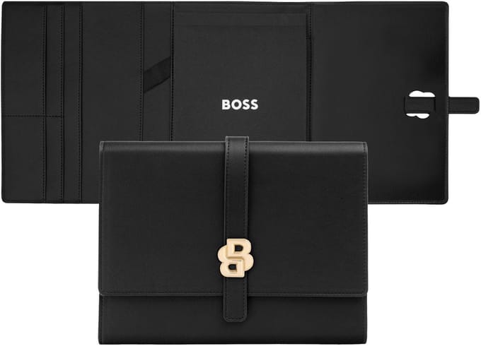 HUGO BOSS schrijfmappen Double B Folder Black & Gold zwart