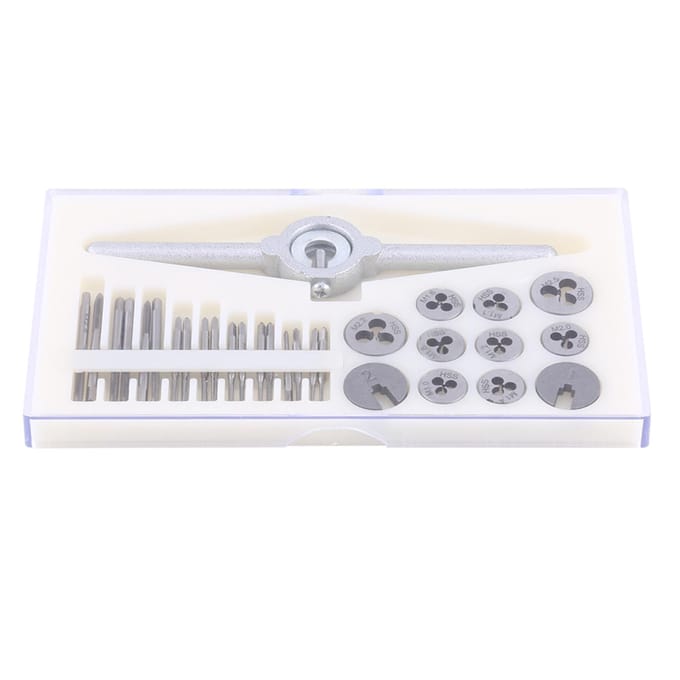 Kit d'outils manuels de taraudage, de filetage et de clé à molette, 30 pièces white