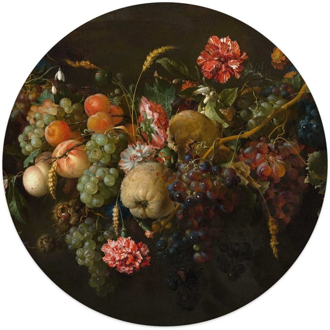 Plexiglasschilderij De Heem Guirlande van vruchten - Ø 50 - Acrylglas - REINDERS