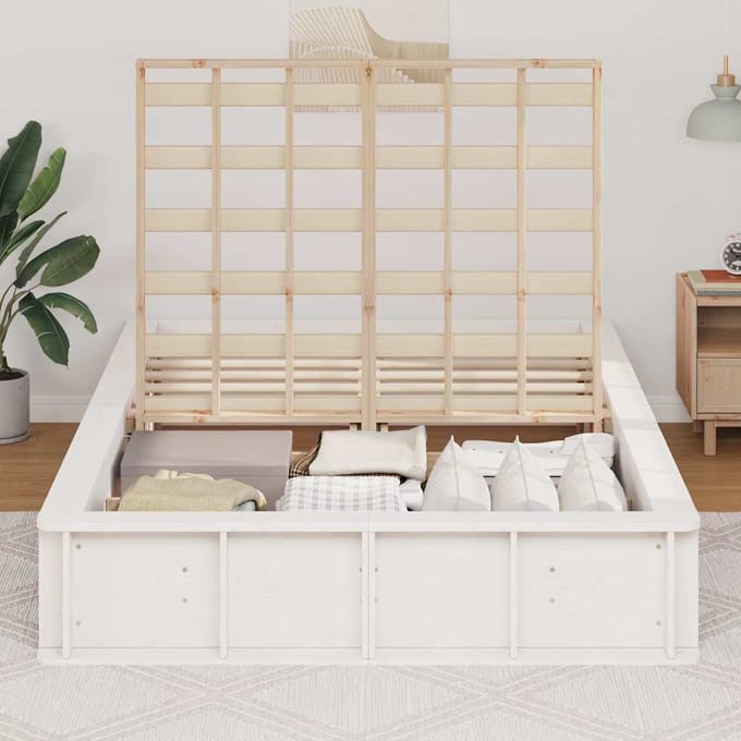 vidaXL - Bedframe - Wit - 140 - x - 200 - cm - Massief - grenenhout