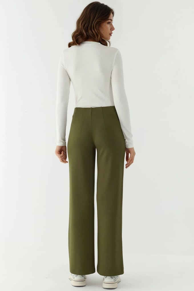 Modal Touch Ribbels Gedetailleerde Wijde Pantalons