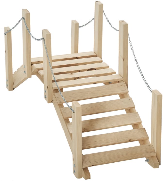 Outsunny Tuinbrug - Vurenhout - 100x32x48cm - Natuurlijk hout