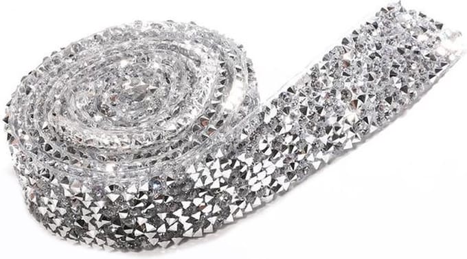 BamBella ® - Plak lint - 90cm Hotfix glitter band vastmaken met strijkijzer versiering steentjes