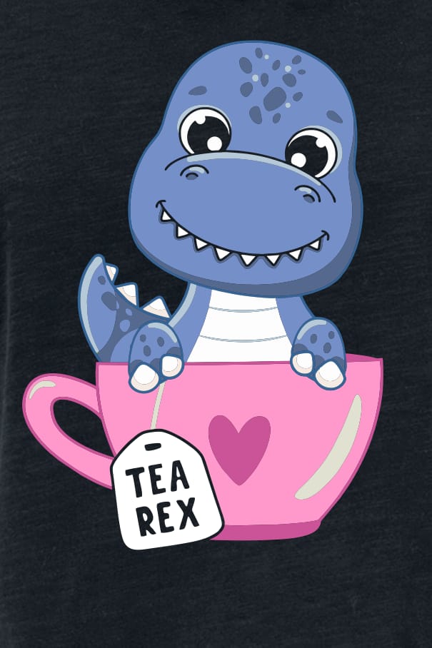 Tierisch - Fun T-shirt - Tea Rex - M tot 3XL - voor Vrouwen - zwart