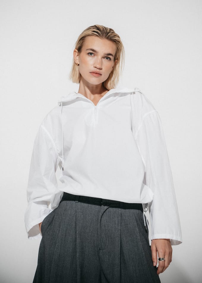 Clio hoodie zipper blouse | White - White / M