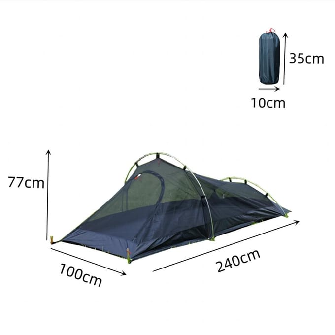 Mesh Backpacking Tent 1 Pers Ultralicht Aluminium Frame Kampeertent Buiten Klamboe zwart