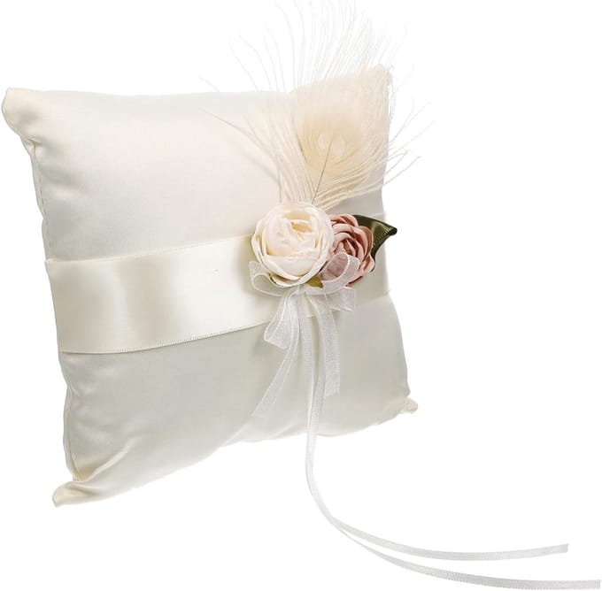 Bruiloft Ring Kussen - Ringhouder - Trouw Ceremonie - Bloempatroon - 18x18x5cm - Wit