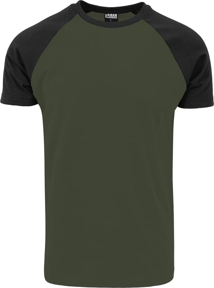 Urban Classics Raglan Contrast Tee Heren T-shirt - olijf/zwart - XXL