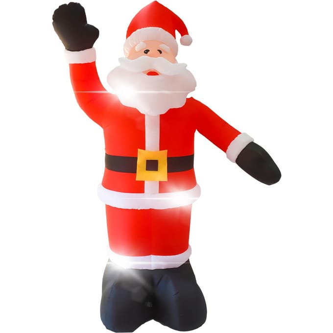 8FT Tall Christmas Springkussens Kerstman Waterdicht 9 LED Light Up Giant Opblaasbare Kerstman met EU Plug rood