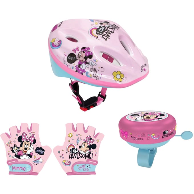 Minnie Mouse fietsset; handschoenen, helm en bel