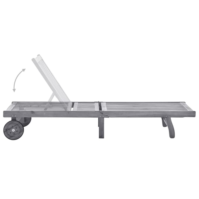 vidaXL - Ligbed - met - kussen - massief - acaciahout - grijs