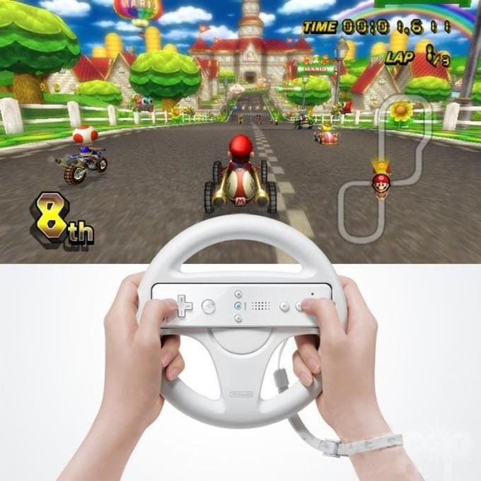 Volant de course Mario pour jeux vidéo Wii - Nintendo - Blanc