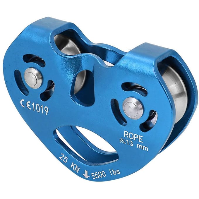 25KN Aluminiumlegering Heavy Duty Enkele Draaibare Touwkatrolblok Klimmen (blauw) blauw