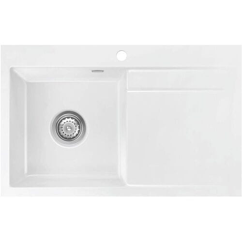 Systemceram Keradomo Stema 80 F sink left for flush installation with excenter operation, incl. tap hole 555502-12