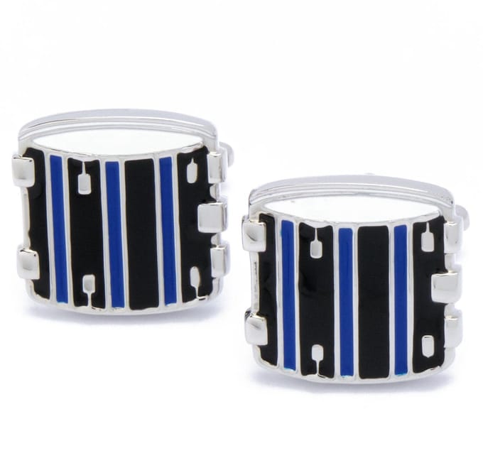 Manchetknopen - Trommel Drumstel Blauw en Zwart