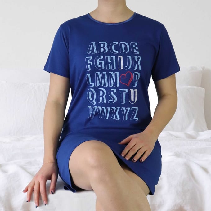Temptation Dames Bigshirt - Nachthemd - Navy Blauw - Maat S