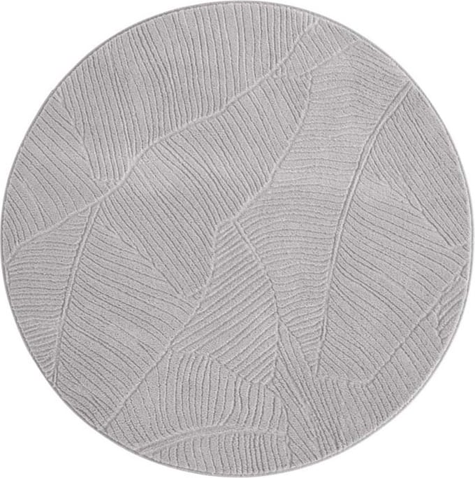 Rond zacht vloerkleed - Fuzz Leaf grijs 80
