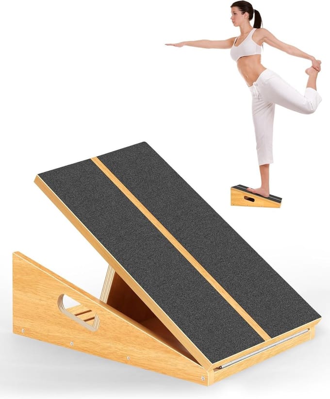 Verstelbare houten schap met helling, multifunctionele rek voor stretching en draagbare handgreep