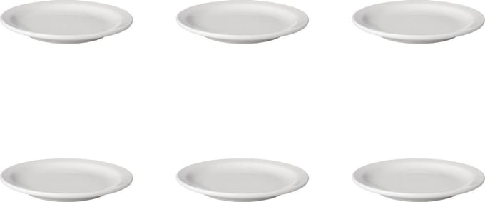 Mammoet - Bord - Smalle rand - Budgetline - 16 cm - Wit - Porselein - 6 stuks