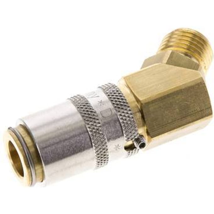 Messing DN 6 Tempereerkoppeling Snelkoppeling G 1/4 inch Buitendraad Loskoppelbeveiliging 45-deg