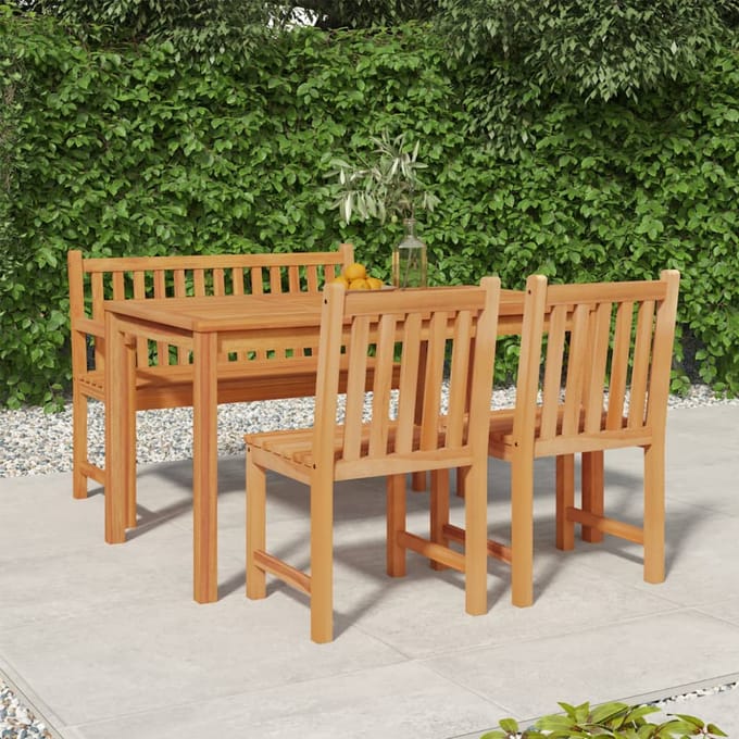 vidaXL - 4-delige - Tuinset - massief - teakhout