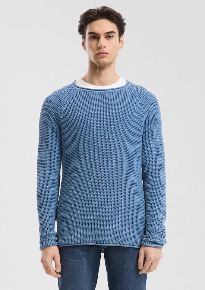 Q/S designed by - Heren pull - Maat S - Mannen - blauw - katoen