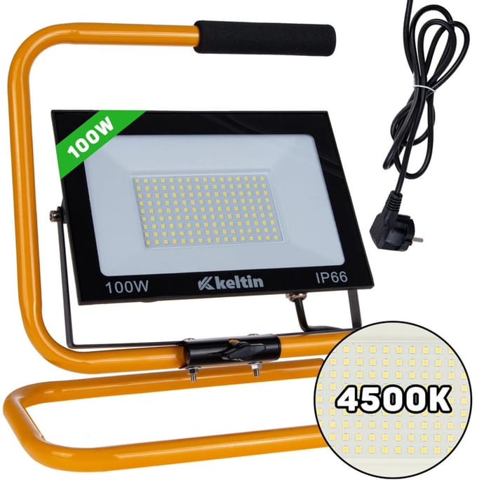 Keltin LED bouwlamp 100W - verstelbare standaard - neutraal wit 4500K - IP66 bescherming