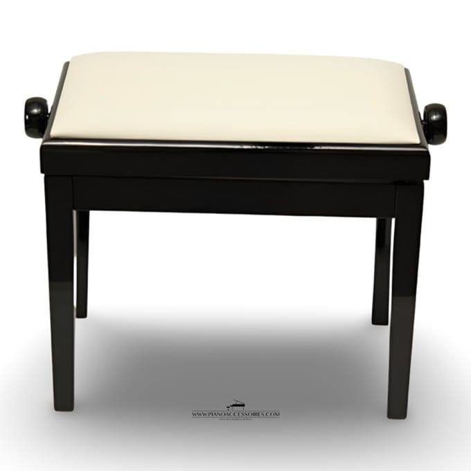 Pianobank GPPD Model 3 Zwart HG, witte skai-zitting
