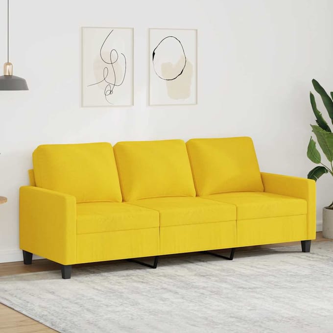 vidaXL - Driezitsbank - 180 - cm - stof - lichtgeel